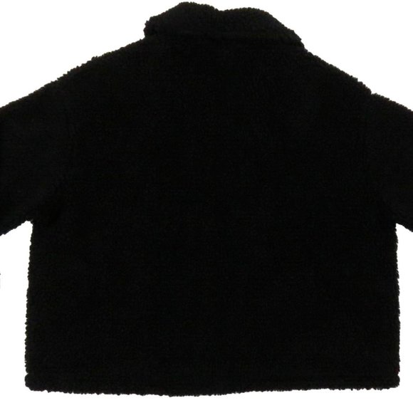 NEW Womens Nike Sherpa Fleece Black White Big Swoosh Full Zip Coat Jacket XL - Picture 2 of 7